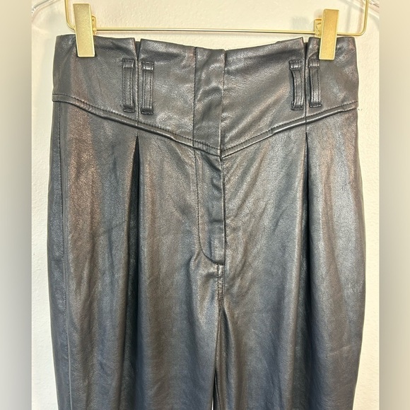 FOR LOVE & LEMONS DILLON HIGH WAIST FAUX LEATHER TROUSER PANT BLACK SIZE XS - Picture 5 of 16